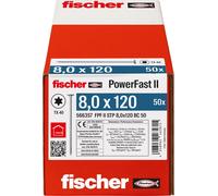 Vis à bois Fischer PowerFast II 8,0 x 120 ST TX TG, lot de 50 pièces