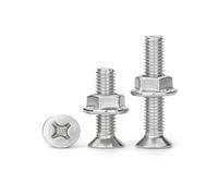 Vis à boulon, 2-10 pièces M2,5 M3 M4 M5 M6 M8 A2 304 en acier inoxydable cruciforme tête fraisée plate, kit de combinaison d'écrous bride (8 mm, M3-20 pièces)(10mm,M6 3pcs)