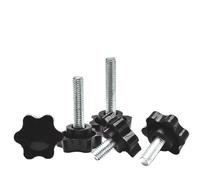 Vis à bouton à main en étoile Vis à bouton main en acier au carbone, boulon plastique forme d'étoile, filetage de serrage, poignée pouce, boulons vis M6 24 pièces(M6(Head 32mm)40pcs)