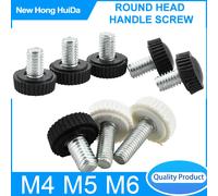 Vis à main à poignée ronde M4 M5 M6, 10 pièces, vis à pouce ronde moletée en caoutchouc, boulon de serrage en plastique, écrous, bouton en plastique noir/blanc White 10pcs