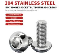 Vis à tête bouton hexagonale ISO7380 en acier inoxydable 304 A2-70 M3 M4 M5 M6 M8 M10, quincaillerie de fixation Allen