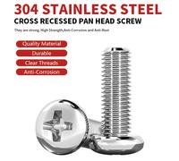 Vis à tête cylindrique à embase cruciforme en acier inoxydable 304 GB818 M2 M2.5 M3 M4 M5 M6 M8 M10