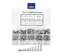 Vis à tête cylindrique large, 260 pcs/ensemble # 6-32 Kit d'assortiment de vis à tête cylindrique croisée en acier inoxydable