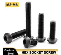 Vis à tête hexagonale ISO7380 M2 M2.5 M3 M4 M5 M6 M8, 10 à 200 pièces, vis à tête bouton en acier noir de qualité 10.9