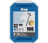 KREG Vis à zinc de haute qualité, longueur de vis 32mm, filetage fin, paquet de 100 pièces - Parfaites pour les projets en bois à l'intérieur