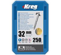 Vis à trous de poche 32 mm Revêtu de Zinc Maxi-Loc, Filetage fin - KREG - SML-F125