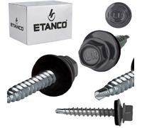 Vis auto-perceuse pour bois - ETANCO - 4,8x35 mm - RAL 7024 - 250 pièces - Acier galvanisé - Joint EPDM