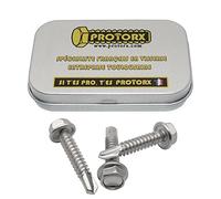 Vis Autoforeuse Metal M6,3 x 32mm : Boite 10 Pcs Visserie Inox pour Ecrou Rondelle | Vis Autoperceuse Pour Metal Tete Hexagonale a Embase Acier A2 - DIN 7504 K | Boite Rangement Vis PROTORX