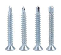 Vis autoperceuse, Akozon 50pcs M4.2 Tête plate Vis autotaraudeuses autoperceuses Queue de forage Jeu de vis en fer zingué pour plaques de perçage Sheetrock et plus(M4.2 * 50(50PCS))