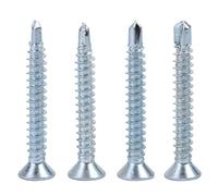 Vis autoperceuse, Akozon 50pcs M4.2 Tête plate Vis autotaraudeuses autoperceuses Queue de forage Jeu de vis en fer zingué pour plaques de perçage Sheetrock et plus(M4.2 * 32(50PCS))