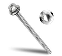 Vis Autoperceuses de Toiture et pour Tôle 6,3 x 75 mm, Inox 304, 50 Pièces | Tête Hexagonale avec Rondelle EPDM, Pointe Autoperceuse pour Tôles Ondulées, Tôles Trapézoïdales, Panneaux et Bardage