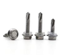 Vis autoperceuses en zinc et acier inoxydable 410 | Couleur Zinc ou Acier Inox 410 Hex M5 M5.5 M6.3 10pcs 16 à 80mm : Construction et Auto(410 Stainless Steel,32MM-M5.5 10PCS)