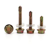 Vis autoperceuses en zinc et acier inoxydable 410 | Couleur Zinc ou Acier Inox 410 Hex M5 M5.5 M6.3 10pcs 16 à 80mm : Construction et Auto(Color Zinc Steel,32MM-M6.3 10PCS)