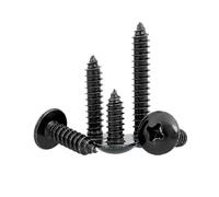 Vis autotaraudeuses à grande tête ronde en acier inoxydable 304 noires, 10/50 pièces M2.2-M4.8 attaches en bois for le montage de meubles à faire soi-même(20pcs M4.8x13mm)