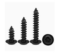 Vis autotaraudeuses à tête ronde cruciforme noire avec rondelle, lot de 20 à 200 pièces, M1.4 M1.7 M2 M2.5 M3 M4 M5 PWA(6mm)