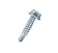Vis autotaraudeuses tête hexagonale 5.5mm x 38mm, vis Tek zinguées avec rondelle intégrée et pointe de perçage, pour tôle, ossature, charpente, clôture, CVC et gaines de ventilation (50 pcs)