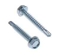 Vis autotaraudeuses tête hexagonale 5.5mm x 70mm, vis Tek zinguées avec rondelle intégrée et pointe de perçage, pour tôle, ossature, charpente, clôture, CVC et gaines de ventilation (50 pcs)