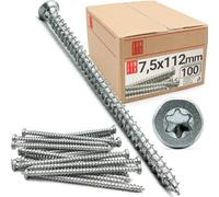 Vis de Cadre de Fenêtre 7.5x112 100 Pièces, Mur, Parpaing, Brique | Chevilles Béton avec Vis zinguée Tête Fraisée pour Maçonnerie - Cheville Longue Charge Lourde - Lun Fix