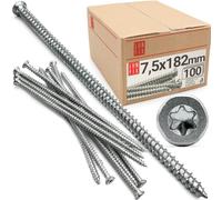 Vis de Cadre de Fenêtre 7.5x182 100 Pièces, Mur, Parpaing, Brique | Chevilles Béton avec Vis zinguée Tête Fraisée pour Maçonnerie - Cheville Longue Charge Lourde - Lun Fix