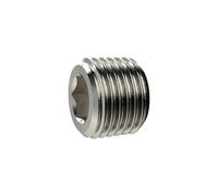 Vis de fermeture, six pans creux, sans ceinture, R 3/8, SW 8, laiton nickelé, pression de travail max. 25 bars, tampon de fonctionnement. max. 150 °C.