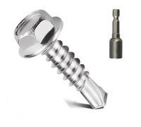 Vis de toiture autoperceuses, 50 pièces en acier inoxydable 304 M4.8 longueur 13 ~ 70 mm, bride à tête hexagonale hexagonale, vis à queue de forage autotaraudeuses for tuyaux de ventilation(M4.8*70mm)