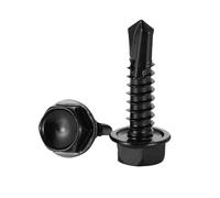 Vis de toiture autoperceuses, vis autoperceuses à tête hexagonale, vis autotaraudeuses en tôle 410 zinguées noires(32mm,M4.8 10pcs)