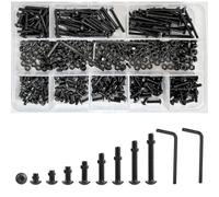 Vis hexagonale intérieure à tête ronde m3, combinaison de boulons à écrou noir m3, kit de fixation à vis pour machine à champignons hexagonaux en acier au carbone noir(482 pièces)