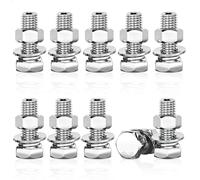 Vis Inox Boulon M10 avec Écrous et Rondelles, Vis et Boulon 10 Jeux, Boulon M10 Inox pour Assemblage, Visserie et Ecrou pour Réparation, Machine, Moto, Vélo