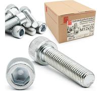 Vis M12x25 mm, 1 kg 25pcs., DIN 912, tête cylindrique, 6 pans creux, acier 8.8 zingué, filetage métrique complet, boulon, visserie, machines métal meubles automobile, Lun Fix