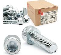Vis M4x20 mm, 1 kg 380pcs., DIN 912, acier 8.8 zingué, 6 pans creux | tête cylindrique, filetage métrique complet, boulon, visserie, machines métal meubles automobile
