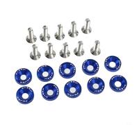 Vis M6, boulons, rondelles, fixations en aluminium anodisé, kit de 10 pièces pour capot, pare-chocs, phare de réparation automobile (bleu)