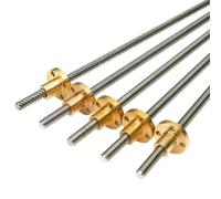 Vis mère T6, vis trapézoïdale en acier inoxydable avec écrou en cuivre, pas de 1 mm, plomb 4 mm, 100 mm-1000 mm de long, tige trapézoïdale for imprimante 3D, 1 pièce