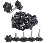 Vis moletées Lot de 5/10 vis à tête plastique moletée en forme d'étoile, serrage par pression, for boulons bois M5, M6, M8(M4x10mm 25D,5pcs)