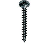Vis MUSTAD Panelvit Tête cylindrique Pozidriv - Filetage total - Zingué noir - Ø4x30mm - Boite de 500 - PVACZC400300KNC