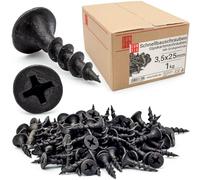 Vis placo à fixation rapide 3,5x25 mm, 1Kg, 735 pièces, auto perceuse, cloison seche, plaques platre, ossature metal, filetage grossier, tete trompette, placoplâtre, noir, Lun Fix