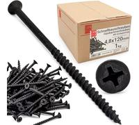 Vis placo à fixation rapide 4,8x120 mm, 1Kg, 95 pièces, auto perceuse | cloison seche, plaques platre, ossature metal, filetage grossier, tete trompette, placoplâtre, noir, Lun Fix