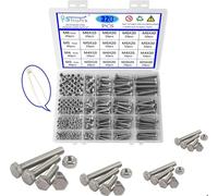 Vis Rshuhx 320pcs M3 M4 M5 M6 Vis à Tête Hexagonale Boulons et écrous Acier Inoxydable 304