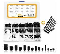 Vis sans tête hexagonales M2.5 M3 M4 M5 M6 M8, kit d'assortiment de vis à aiguille à six pans creux en acier au carbone avec entraî