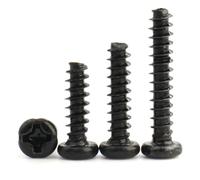 Vis taraudeuses, 100 pièces M1 .2 .4 .7 M2 .3 .6 M3 .5 M4 M5 en acier au carbone noir, mini vis autotaraudeuse à tête cylindrique empreinte cruciforme (4 mm, x pièces)(4mm,M1.6 x100pcs)