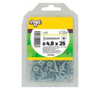 Vis tôle autoperceuse tête fraisée cruci acier zingué Ø 4,8 x L 25 mm - Paquet de 60