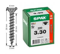 Vis universelle tête fraisée zinguée noire 3 x 30 mm par 200 SPAX