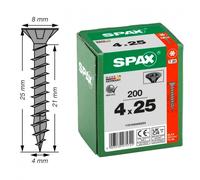 Vis universelle tête fraisée zinguée noire 4 x 25 mm par 200 SPAX