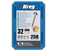 Kreg SML-C125-250 Lot de 250 vis ensachées en zinc - Filetage épais #8 - Tête Maxi-Loc - 3,8 cm