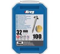 Kreg Tools – Vis zinguées haute qualité 32 mm SML-C125-100-INT G, filetage grossier, 100 pièces