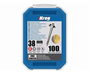 Vis zinc KREG 38 mm avec filetage grossier - Boite de 100 vis - SML-C150-100-INT