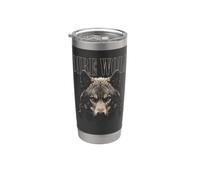 Visage de loup sanguin au clair de lune forêt faune nature loup Gobelet isotherme en acier inoxydable double paroi