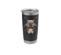 Visage de loup sanguin au clair de lune forêt faune nature loup Gobelet isotherme en acier inoxydable double paroi