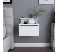 Table de chevet suspendue blanche avec tiroir et étagère VISBY
