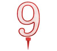 Viscio Trading 154775 Bougie d'anniversaire pour Nombre 9, Cire, Blanc/Rouge, 12 x 24,5 x 1,5 cm