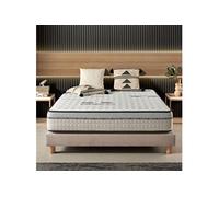 Visco-carbone 160x200 cm - Mousse HR - Soutien Blue Latex - Très Epais 24 cm, Mémoire de forme, 7 zones, Antistress - Réversible été, hiver